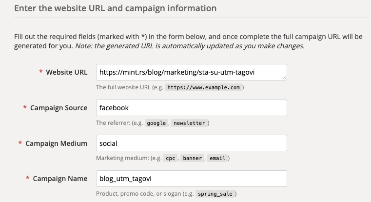 Google Campaign URL builder