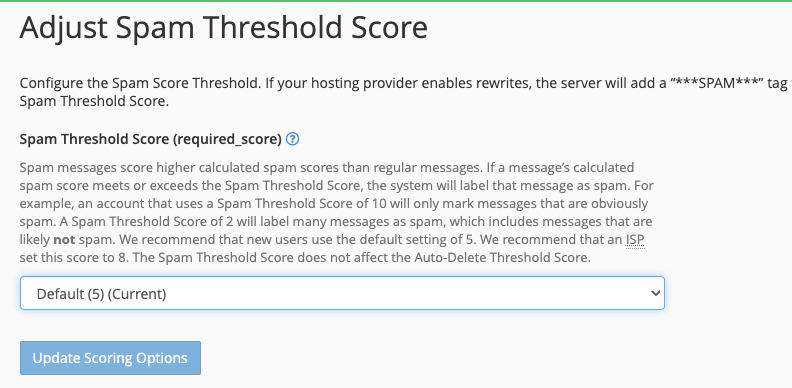 Spam Treshold Score
