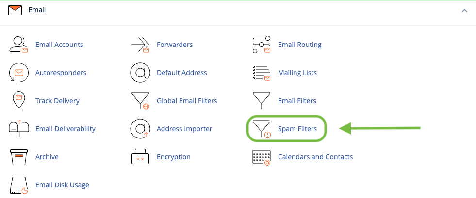cpanel - spam filters (2) homepage